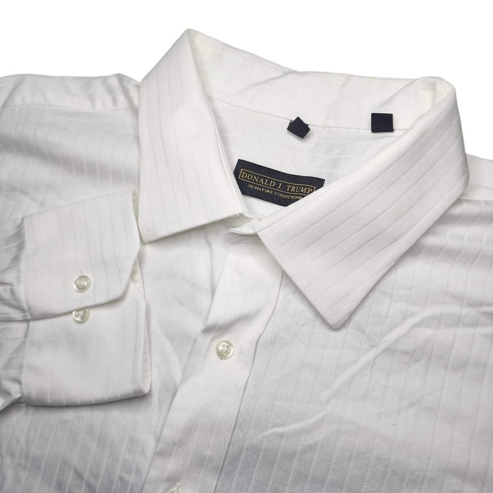 Donald‎ J. Trump Signature Collection Mens XXL White Striped L/S Button Up Shirt